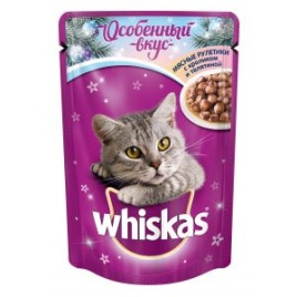 Whiskas для взрослых кошек мясные рулетики с кроликом и телятиной - 85 г