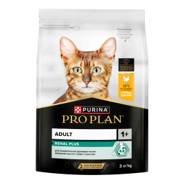 Сухой корм Purina Pro Plan Cat Adult Renal Plus для взрослых кошек, с курицей, 3 кг