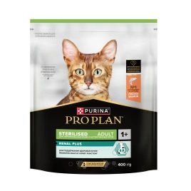 Сухой корм Purina Pro Plan Cat Adult Sterilised Opti-RenalL для стерилизованных кошек, с лососем, 400 г