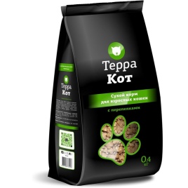 Терра Кот сухой корм для взрослых кошек всех пород с перепелками - 400 г
