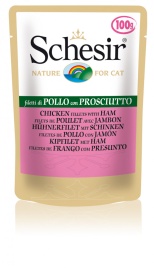 Schesir для кошек в паучах с куриным филе и ветчиной - 100 г
