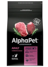 Сухой корм ALPHAPET Superpremium Beef &amp; Liver для взрослых домашних кошек и котов, с говядиной и печенью, 1,5 кг