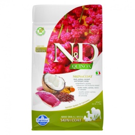 Farmina N&D Dog GF Quinoa Skin & Coat сухой беззерновой корм для взрослых собак для кожи и шерсти с уткой и киноа - 800 г