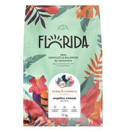Florida cухой корм для котят с индейкой и клюквой 12 кг