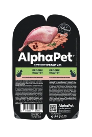 Влажный корм ALPHAPET Superpremium ламистер паштет Rabbit для стерилизованных кошек, с кроликом, 80 г