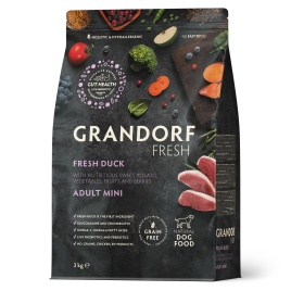 Сухой корм Grandorf Fresh Dog Duck & Sweet Potato для взрослых собак мелких пород диетическая формула для особо аллергичных собак утка, с бататом, 3 кг
