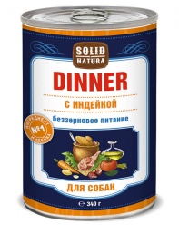 Solid Natura Dinner Индейка влажный корм для собак в жестяной банке 340 г