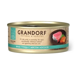Влажный корм Grandorf Adult филе тунца с мясом лосося для кошек, 70 г