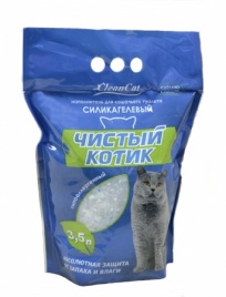 Силикагелевый наполнитель Чистый Котик с синими кристаллами, колотые гранулы, 3,5 л