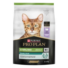 Сухой корм Purina Pro Plan Cat Adult Sterilised для стерилизованных кошек, с индейкой, 3 кг