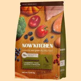 Сухой корм NOW'KITCHEN Fresh Senior для собак старше 7 лет со свежей индейкой,уткой,лососем, 5.44 кг