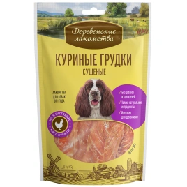 Лакомство «Деревенские лакомства» куриные грудки сушеные для собак, 90 г