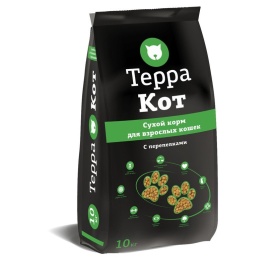 Терра Кот сухой корм для взрослых кошек всех пород с перепелками - 10 кг