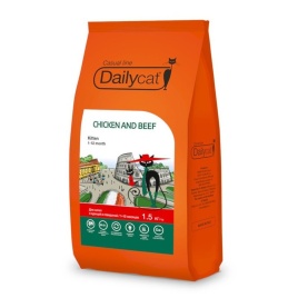 Dailycat Casual line Kitten Chicken and Beef сухой корм для котят с курицей и говядиной - 1,5 кг