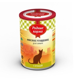 Родные корма Мясное угощение с Птицей консервы для кошек 340 г