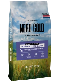 Сухой корм NERO GOLD для собак и щенков с мясом ягненка и овощами, 18 кг