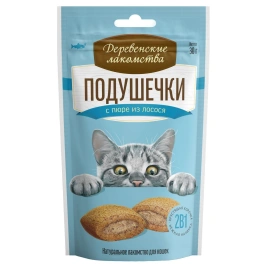 Лакомство «Деревенские лакомства» подушечки с пюре из лосося для кошек, 30 г