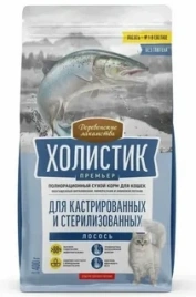 Сухой корм «Деревенские лакомства» Holistic Премьер для кастрированных и стерилизованных кошек с лососем, 400 г