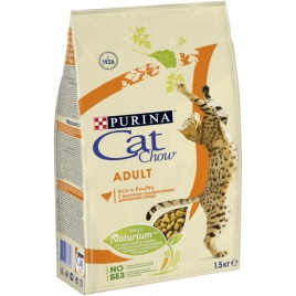 Purina Cat Chow для взрослых кошек, с домашней птицей - 1,5 кг