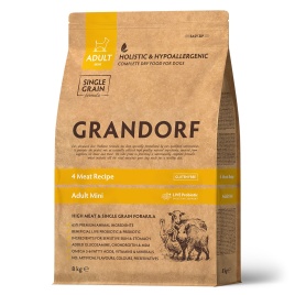 Сухой корм Grandorf 4 Meat Probiotic Mini Четыре вида мяса для взрослых собак мелких пород, 8 кг