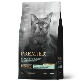 Сухой корм Premier Cat Lamb&Turkey STERILISED для стерилизованных кошек свежее мясо ягненок с индейкой 2 кг