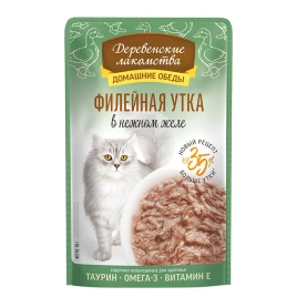 Влажный корм «Деревенские лакомства» для кошек с нежной филейной уткой, 70 г