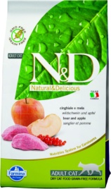 Farmina N&D Grain - Free Feline Boar & Apple Adult сухой корм с кабаном и яблоком для взрослых котов или кошек - 10 кг