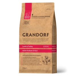 Сухой корм Grandorf Lamb & Turkey Med & Maxi Ягненок с индейкой для взрослых собак средних и крупных пород, 10 кг