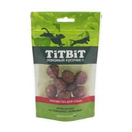TiTBiT Фрикадельки из говядины с морковью для собак, золотая коллекция - 95 г
