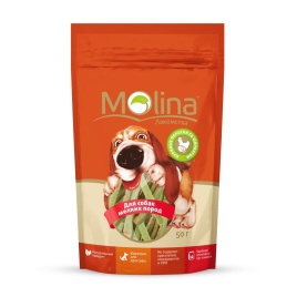 Molina Лакомство для собак мелких пород Куриные полоски со шпинатом 50 г 1 ш