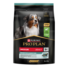 Сухой корм Purina Pro Plan Sensitive Digestion для взрослых собак средних пород, ягнёнок и рис, 1.5 кг