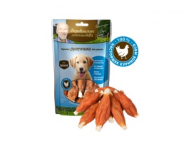 ДЕРЕВЕНСКИЕ ЛАКОМСТВА 100 % Мяса Куриные рулетики для щенков 90 гр