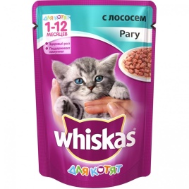 Whiskas паучи в форме рагу с лососем для котят до 1 года - 85 г
