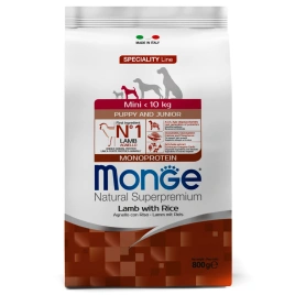 Сухой корм Monge Dog Speciality Line Monoprotein Mini Lamb &amp;amp; Rice для щенков мелких пород с мясом ягненка и рисом, 800 г