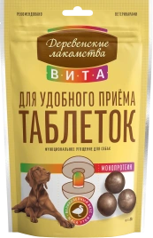Лакомство «Деревенские лакомства» «Вита» угощение для удобного приема таблеток с уткой для собак, 80 г