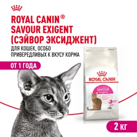 Сухой Корм Royal Canin SAVOUR EXIGENT (СЕЙВОР ЭКСИДЖЕНТ)Питание для кошек в возрасте от 1 года до 12 лет, особенно привередливых ко вкусу продукта, 2 кг