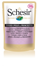 Schesir для кошек в паучах с тунцом, курицей и ветчиной - 100 г