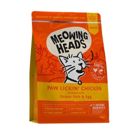 Сухой корм Meowing Heads Paw Lickin’ Chicken для взрослых кошек с курицей и рисом - 450 г