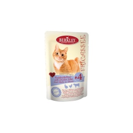 Berkley Fricassee Adult Cat Menu Rabbit Beef Chicken Fillet Herbs in Sauce №4 для взрослых кошек с кроликом, говядиной и куриным филе - 85 г