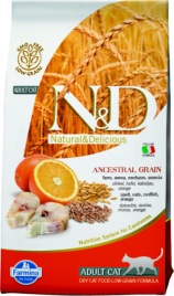 Farmina N&D Low - Grain Feline Codfish & Orange Adult низкозерновой сухой корм с треской и апельсином для взрослых котов и кошек - 10 кг