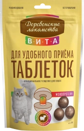 Лакомство «Деревенские лакомства» «Вита» угощение для удобного приема таблеток с говядиной для кошек, 40 г