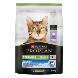 Сухой корм Purina Pro Plan Cat Senior 7+ Sterilised для стерилизованных кошек старше 7 лет, с индейкой, 3 кг