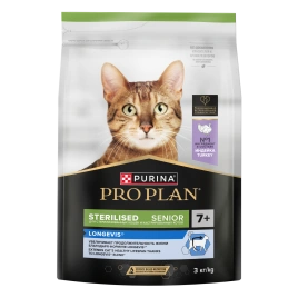 Сухой корм Purina Pro Plan Cat Senior 7+ Sterilised для стерилизованных кошек старше 7 лет, с индейкой, 3 кг
