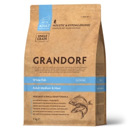 Сухой корм Grandorf Med &amp; Maxi White Fish для взрослых собак средних и крупных пород, с белой рыбой, 10 кг