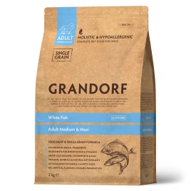 Сухой корм Grandorf Med &amp; Maxi White Fish для взрослых собак средних и крупных пород, с белой рыбой, 10 кг