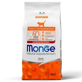 Сухой корм Monge Cat Speciality Line Monoprotein Duck для котят и беременных кошек с уткой, 400 г