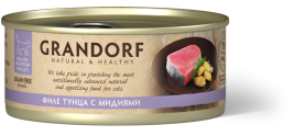 Влажный корм консервы Grandorf Tuna with mussel in broth Филе тунца с мидиями в бульоне, 70 г