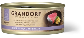 Влажный корм консервы Grandorf Tuna with mussel in broth Филе тунца с мидиями в бульоне, 70 г