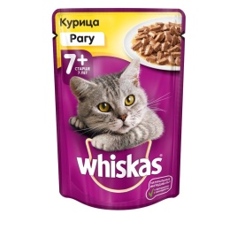 Whiskas паучи в форме рагу с мясом курицы для пожилых кошек старше 7 лет - 85 г