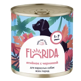 Влажный корм Florida для собак с ягненкоми черникой, 240 г